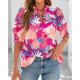 thumbnail image 3 of FreshPretty Summer Blouses for Women Dressy Casual Fashion Spring Tops Floral Boho V Neck Puff Short Sleeve Top Shirts, 3 of 8