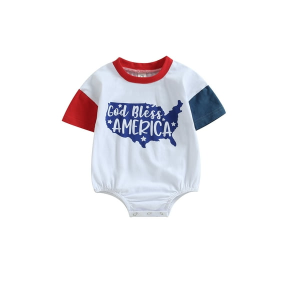 Bagilaanoe 4th of July Newborn Baby Boy Girl Rompers Letter Print Short Sleeve Bodysuit 6M 12M 18M 24M Infant Summer One Piece Short Jumpsuit for Independence Day