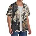 thumbnail image 2 of Fotbe Graceful Snow Leopard Camisa Estampada de Manga Corta para Hombre, Casual de Verano, Estilo Playero, Sin Arrugas-Small, 2 of 5