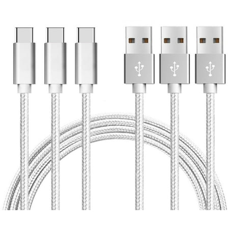 [3ft x 3 Pack] Juvnile Nylon Braided USB-C to USB 3.0 cable (3 Pack x 3ft), High Durability, for USB Type-C
