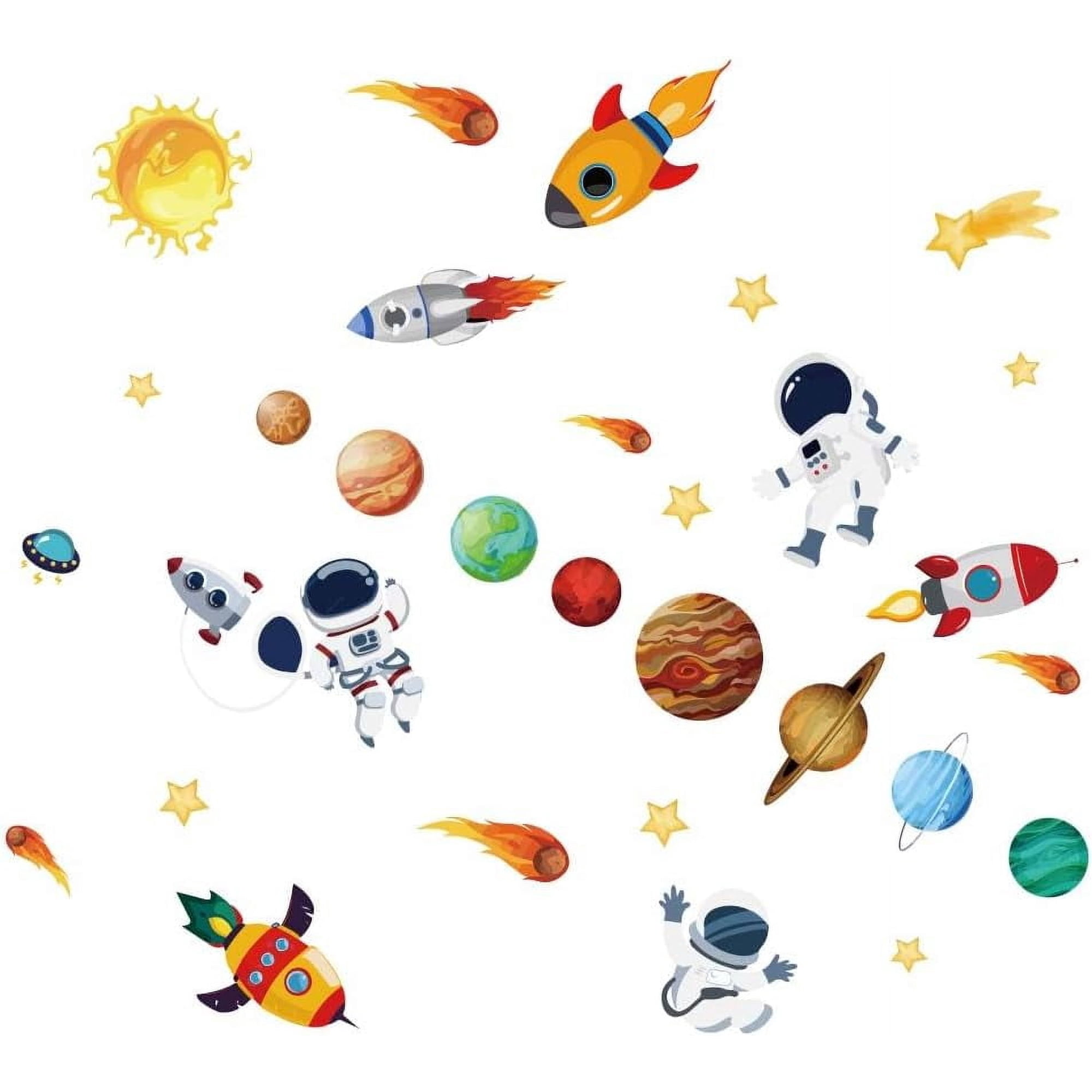 Colorful Planets Wall Stickers Outer Space Wall Decals Universe Astronauts Wall Sticker Boys Room Decor Vinyl DIY Art for Baby Kids Bedroom Nursery Decor Space Fan's Gift DIY