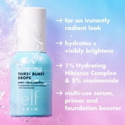 e.l.f. SKIN Holy Hydration! Thirst Burst Drops, Brightening & Hydrating Gel Serum, 1% Hydrating Hibiscus Complex + 5% Niacinamide, 1 fl oz