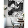 thumbnail image 4 of Black Grey Ombre Sheer Curtains 72 Inch Length 2 Panels Set for Living Room/Bedroom, Abstract Moire Art Geometric Modern Semi Curtain Sheers Drapes Rod Pocket Curtains Window Treatment 52''x72''x2, 4 of 7