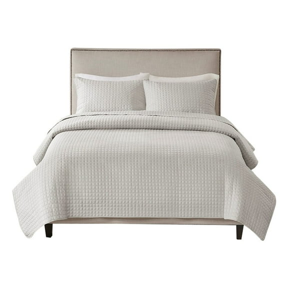 Gracie Mills Geoffrey 3 Piece Reversible Quilt Set Grey Microfiber GRACE-11977