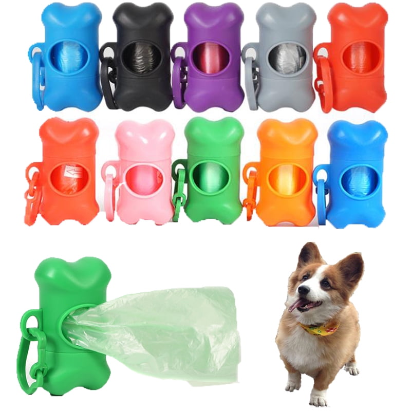 Pet Dog Cat Waste Disposal Bag Dispenser Poop Carrier Holder Bone Case Bags jian 