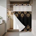 thumbnail image 4 of Vintage Flower No Hook Shower Curtain with Snap in Liner Gold Floral Lace on Black Geometric Texture Farmhouse Waterproof Bathroom Shower Curtain with See Through Top Window for Bathtub 60" x 72", 4 of 9