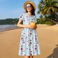 thumbnail image 4 of Balery Poodle Dog Vestidos sueltos de manga corta para mujer, vestidos de verano 2025, vestidos casuales de corte A con vuelo., 4 of 6