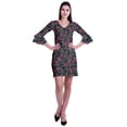 thumbnail image 2 of Moomaya Robe Courte Imprimée pour Femmes, Manches Évasées, Coupe Droite, Robes pour Femmes, Vêtements d'Été Décontractés, 2 of 6