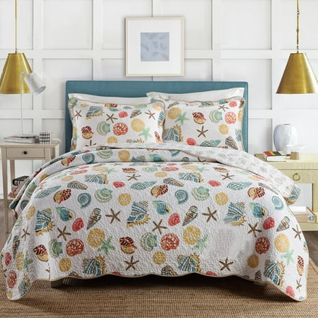 3pcs Quilt Set Queen King Bed Bedspread Coverlet Pillowcase Blue