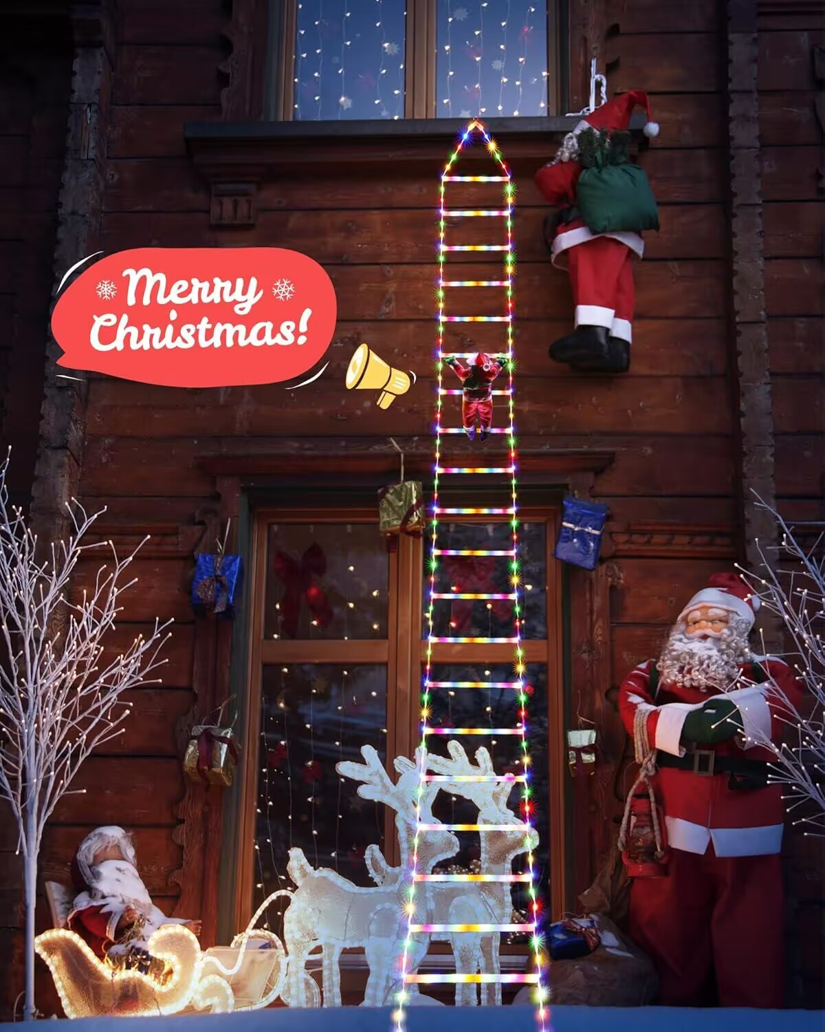 Toodour 10ft LED Christmas Ladder Lights Multicolor photo 6