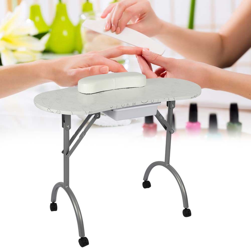 FAGINEY Nail Art Table,Foldable Manicure Table,Portable Manicure Table