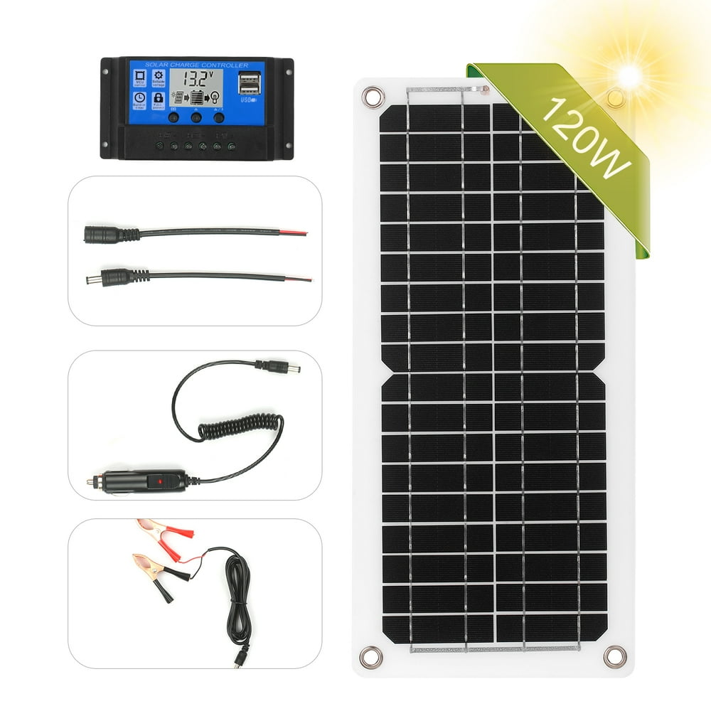 120W Solar Panel Kit with Charge Controller USB Port Off Grid