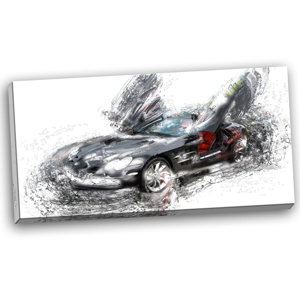 DESIGN ART Black Luxury Super Car" Gallery-wrapped Canvas