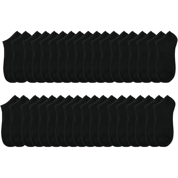 Moda West Low Cut Socks, 18 Pairs, No Show Footie Socks Size 9-11 in Black