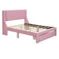 thumbnail image 6 of BTMWAY Full Upholstered Storage Bed, Pink Velvet Upholstered Wood Platform Bed with Headboard and A Big Drawer, No Box Spring Needed, Modern Furniture Full Size Bed Frame, 600lbs Capacity, 6 of 11