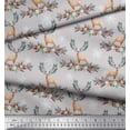 thumbnail image 2 of Soimoi Gray Cotton Jersey Fabric Deer & Floral Print Fabric by Yard 58 Inch Wide, 2 of 3