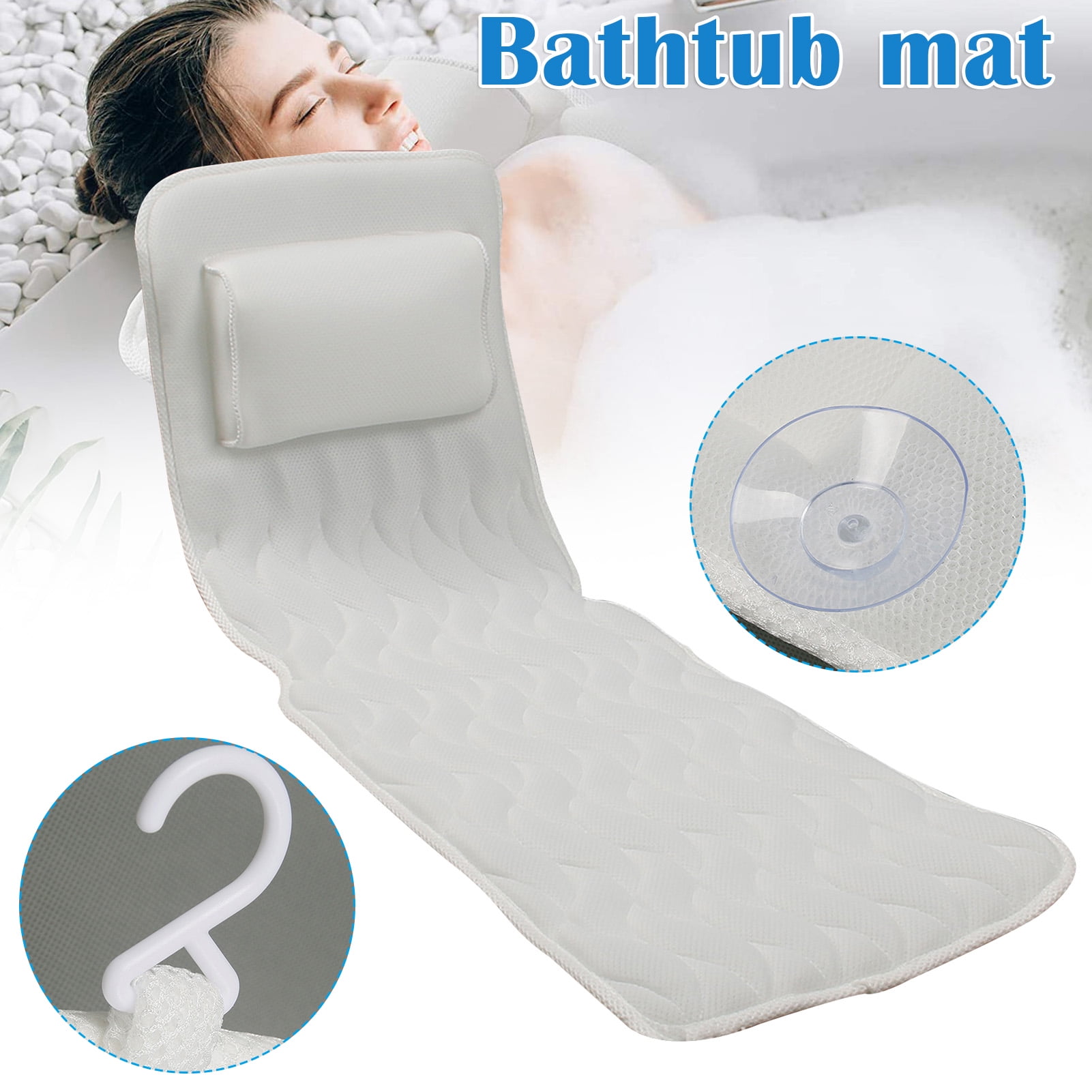 Bathtub Full Body Comfort Spa Pillow and Spa Cushion Mat Bath with Suction Cup 