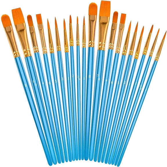 CCOCC Acrylic Paint Brushes Set, 20Pcs Round Pointed Tip Artist Paintbrushes for Acrylic Oil Watercolor Canvases Rock Body Face Nail Miniature Detailing Drawing Art Supplies
