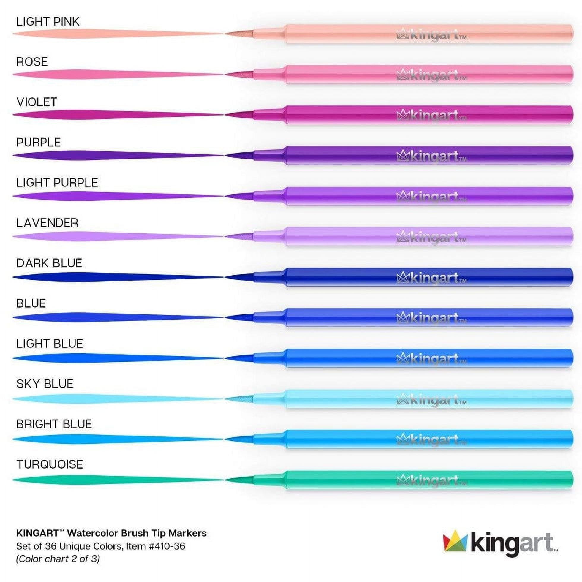 Kingart Chisel & Fine Tip Markers, Travel/Storage Case, Set of 36 Colors