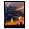 thumbnail image 1 of Modern Electric Gold London Skyline In Thunderstorm Art Print Framed Poster Wall Decor 12x16 inch, 1 of 5