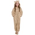 thumbnail image 5 of Nwiuh Fleece Girls Jumpsuit with Cute Ears Onesie Zip Up Hooded | Romper Warm Sherpa Lined Soft Romper Outfits (Khaki, 5-6 Years), 5 of 7