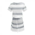 thumbnail image 3 of Pisexur Robe Tunique d'Été à Manches Courtes Col en V Décontractée Ample à Rayures avec Poches, 3 of 6