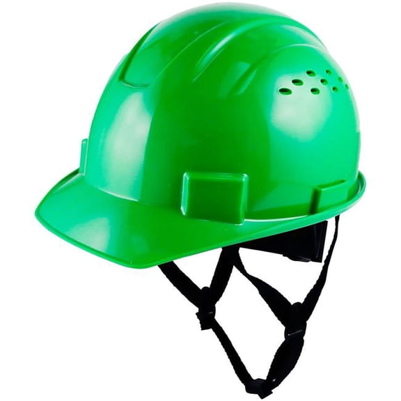 Caco America B3166693 Vented Cap Style Hard Hat 4-Point Adjustable Ratchet Suspension Green - Green