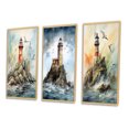 thumbnail image 3 of Designart "Watchtower Overlooking the Ocean VI" Coastal Framed Wall Art Set Of 3 - Grey Coastal Frame Gallery Wall Set For Home Decor, 3 of 7