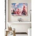 thumbnail image 6 of Merry Christmas Canvas Print Wall Art Framed Canvas Art Wall Decor Pink House Candy Cane Snow Christmas Tree Pictures Painting Morden Artwork for Living Room Bedroom, Ready to Hang - 16"x20", 6 of 6