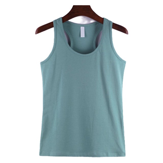 Jumpingount Chaleco de algodón para mujer, ropa recortada de moda de punto, camiseta transpirable fresca, camisas de fondo exterior de primavera, Prendas para la parte del cuerpo Frijol Verde S Jumpingount AP010463-13B