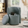 thumbnail image 6 of 360° Swivel Accent Chair Storage Ottoman Linen Fabric Armchair Bedroom Stool Club Chair Gray, 6 of 9