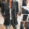 thumbnail image 4 of Vynhevius Women's Velvet Jacket Solid Long Sleeve Ruffle Trim Double Button With Pockets Casual Outerwear, 4 of 8