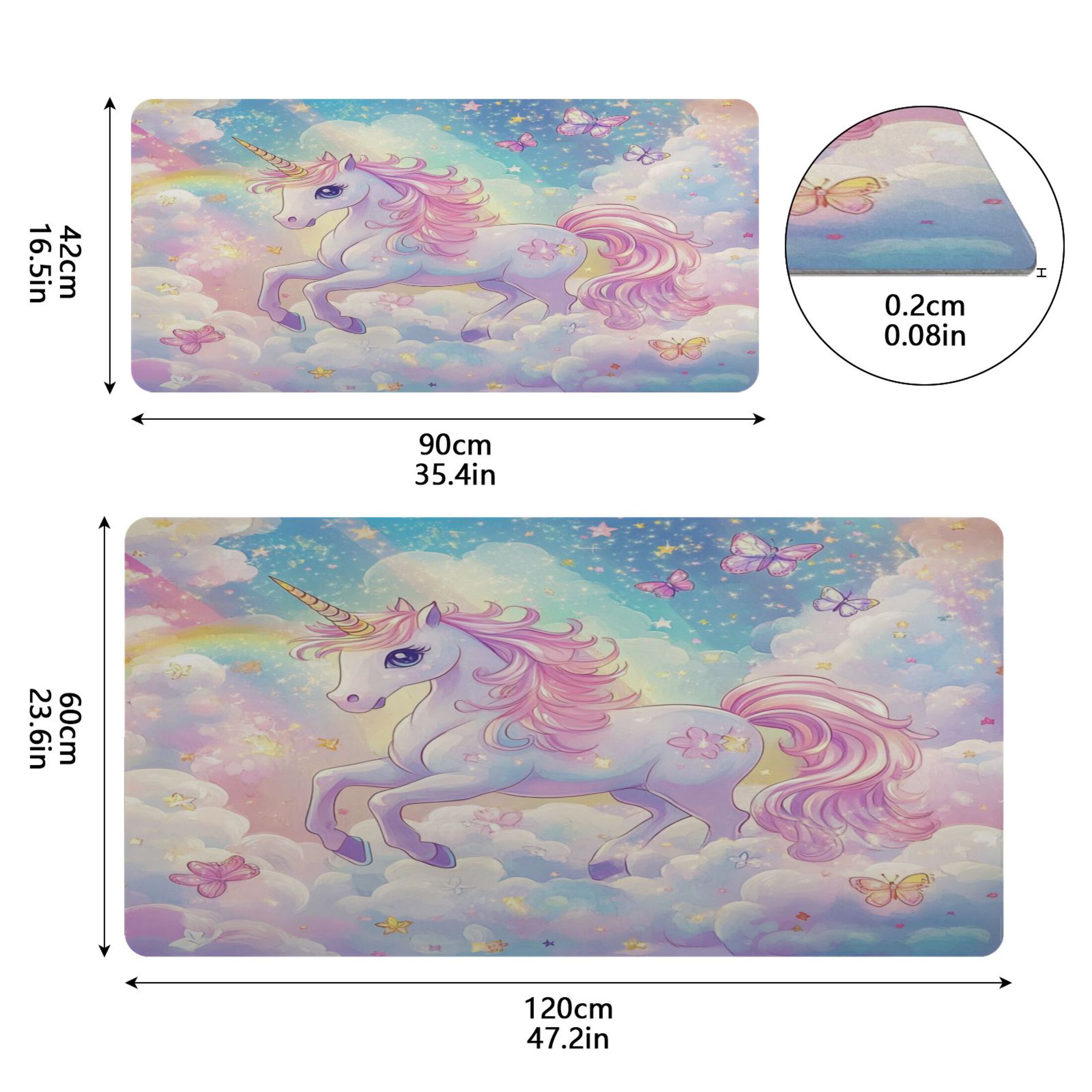 Leather Keyboard and Mouse Desk Mat Office Desk Accessories Protective Office Desk Decor Desk Pad Mat for Gaming, Work from Home, Office Rainbow Colors Unicorn 16.5" x 35.4"