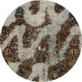 thumbnail image 1 of Ahgly Company Machine Washable Indoor Round Abstract Dark Brown Area Rugs, 5' Round, 1 of 7