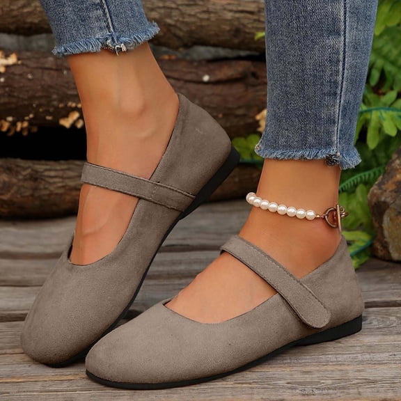 EliteGoogv Womens Casual Shoes One Strap Slip On Flat Mules Loafers for Women Round Toe Daily Wear Sneakers US :7.5