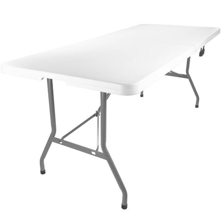 Advantage Rectangular Table - Advantage 6 ft. Bifold Rectangular White Plastic Folding Table