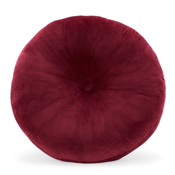 MoDRN Circular Velvet Floor Pillow, Burgundy