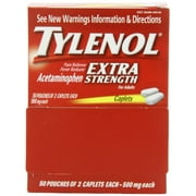 6 Pack Tylenol Extra Strength 50 packets of 2 tablets 500mg. 100 Tablets Per Box
