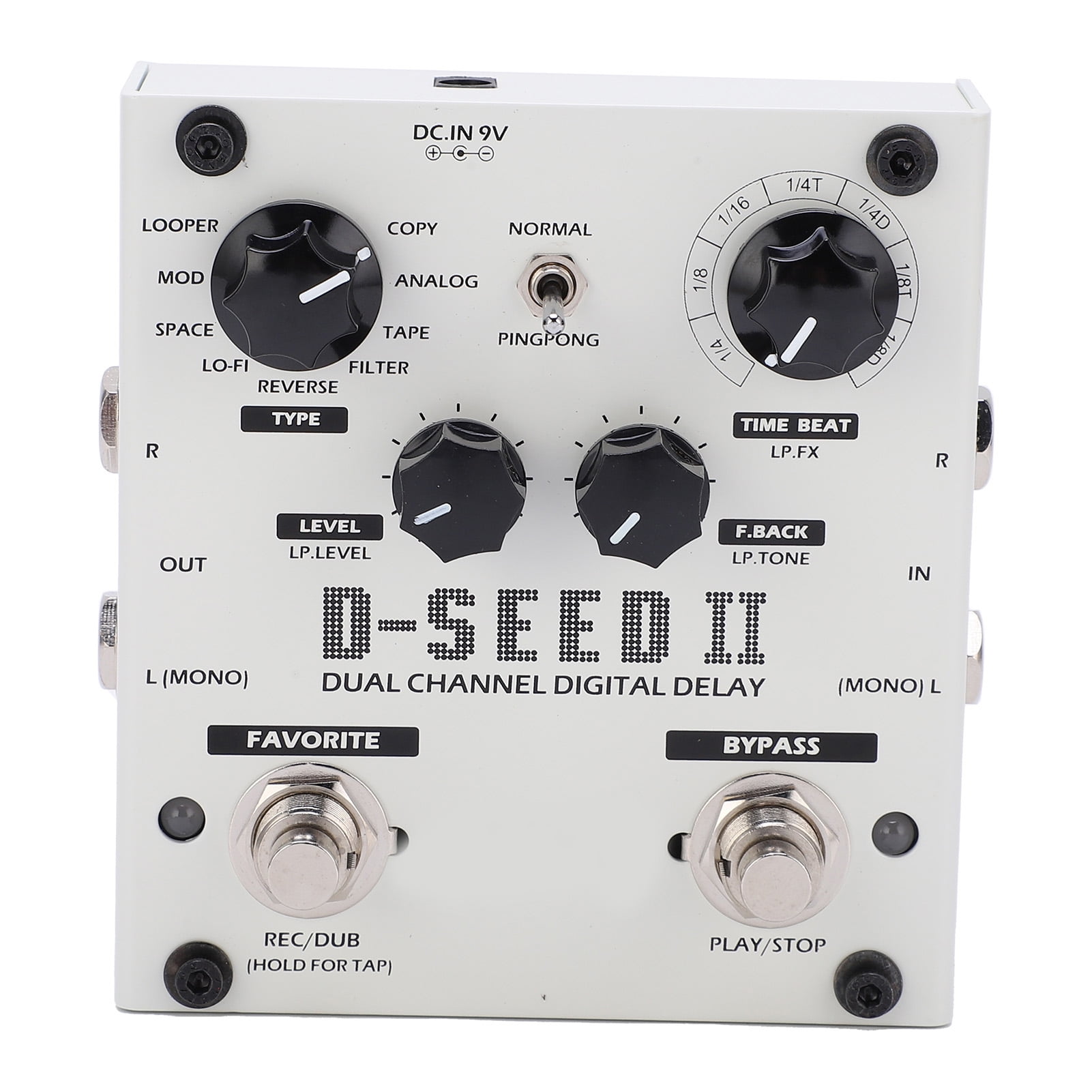 Delay Effect, DC9V 220mA 8 Modes 6.35mm Mono Input Output Stereo