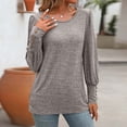 thumbnail image 4 of XuJwPNcy Women's Long Sleeve Shirts Casual Crew Neck Puff Sleeve Loose Flowy Blouse Shirts Tunic Fall Tops, 4 of 6
