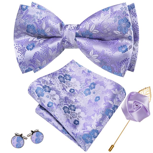 Set de Corbatín Barry.Wang Floral de Seda Lavanda Azul 13.5x7.5 cm