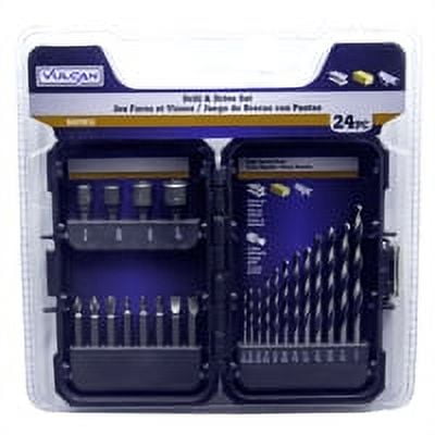 UPC: 0066366870848 | Vulcan Drill Bit Set  24 Pc Pieces  Tough Plastic Rubberized Grip Panel