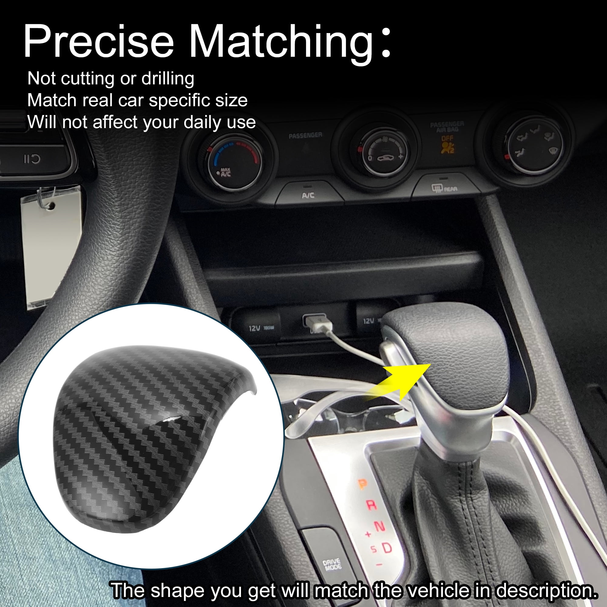 Unique Bargains ABS Gear Shift Knob Button Cover for Kia Forte Sorento Carens Seltos Black