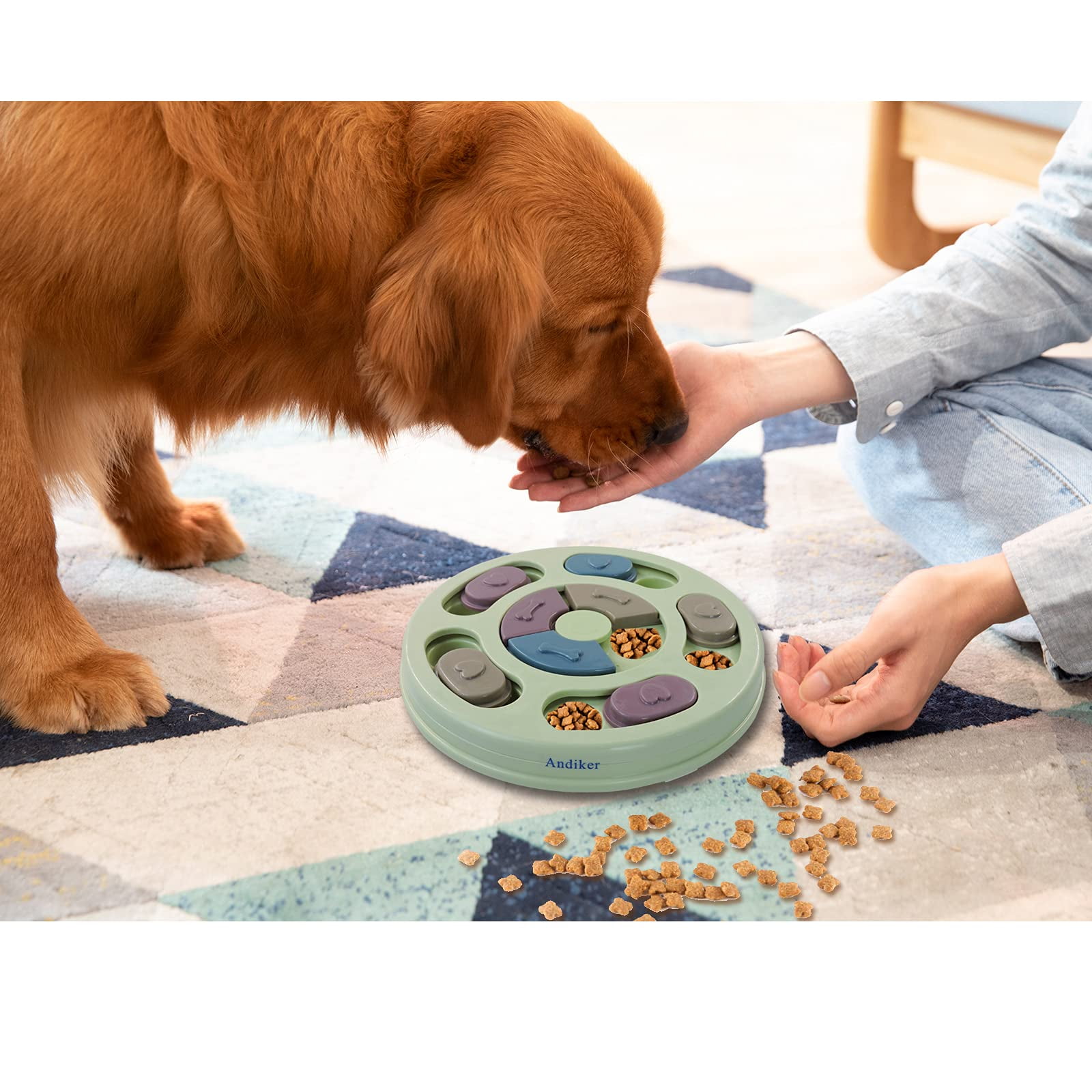 Round Dog Puzzle Feeder Toy Durable Dog Interactive Toy Dog Brain Games Blue
