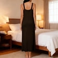 thumbnail image 4 of Women’s Lace V Neck Nightgown Sleeveless Loose Casual Long Nightdress Soft Lightweight Sleepwear,Coffee,L, 4 of 6