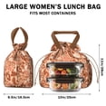 thumbnail image 5 of Brown and Pink Of Leopard Print Drawstring Lunch Bag Women - Drawstring Lunch Bag Insulated for Work Office - Stain-Resistant Large Lunchbags for Women with Multi-Pockets, 5 of 6