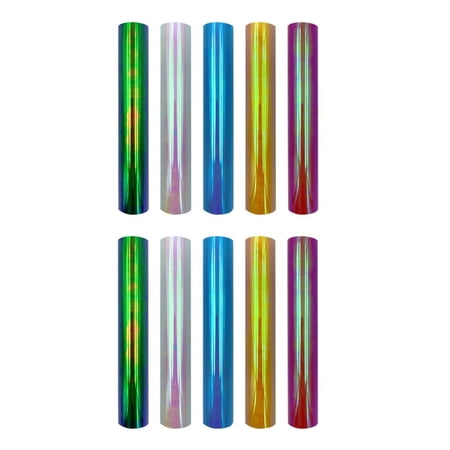 HILABEE 2x Holographic HTV Transfer Bundle - 5Roll (12" X 1") - for Press Machine - Perfect for , Bag ,Shoes, Other Fab