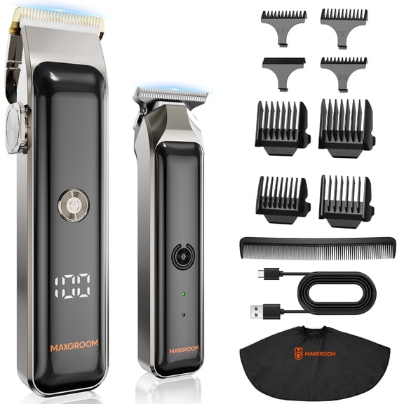Professional Hair Clippers for Men: Cordless Hair Clipper Trimmer with LED Display - Mens Clippers and Grooming Set, Barber Clippers Set