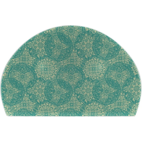 Boho Mystic Mandala Morocco Bohemian Bathroom Rugs Half Circle Bath Mat for Bedroom Small Carpet Non-Slip Bath Rug Semi Round Rug Washable Indoor Floor Door Mat 30X17inch.