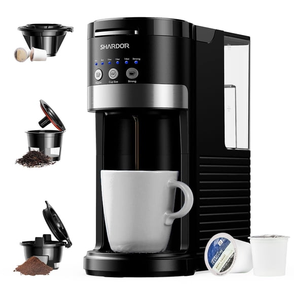 SHARDOR 3 in 1 Single Serve Coffee Maker, K Cup Pod Coffee Maker Compatible with Grounds & Teas, 6 to 14oz Brew Sizes, 40oz Removable Water Tank, Eas
